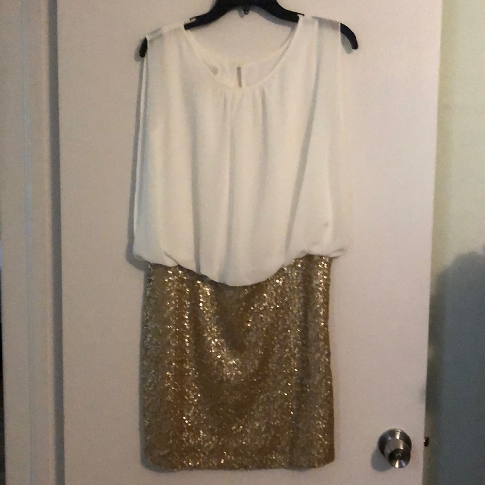 Gold Sequin and Cream Dress